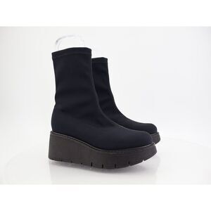 La Canadienne Jared Stretch Knit Boot Pull On Size 5M Black Platform Wedge